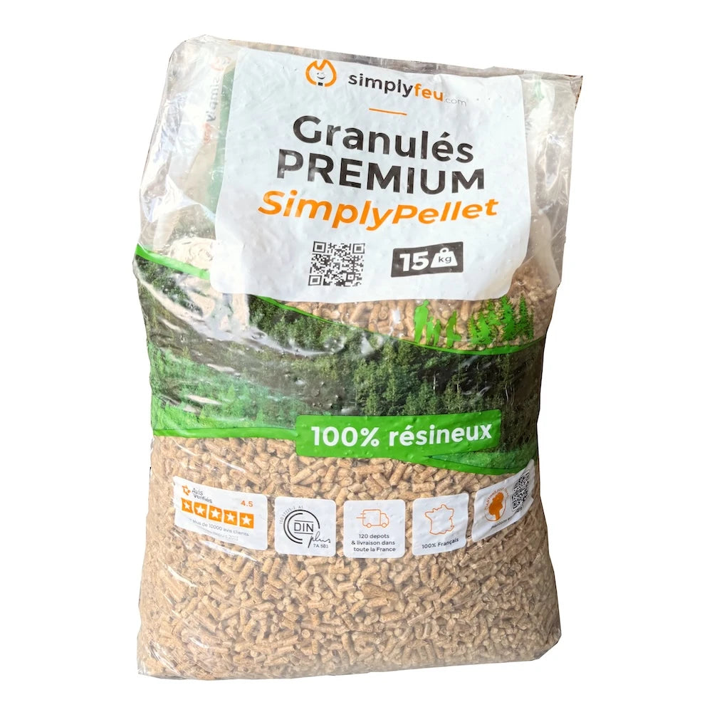 SimplyPELLET Premium-Holzpellets – 65 Säcke, 975 kg