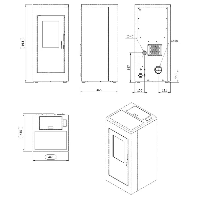 Wasserdichter Pelletofen Vulcano Silenzio – 9,2 kW