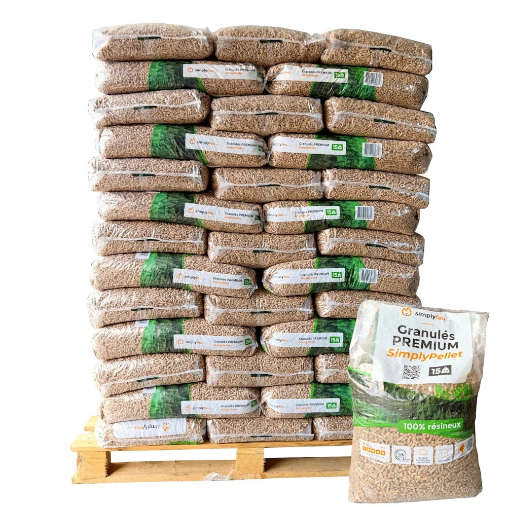 SimplyPELLET Premium-Holzpellets – 65 Säcke, 975 kg