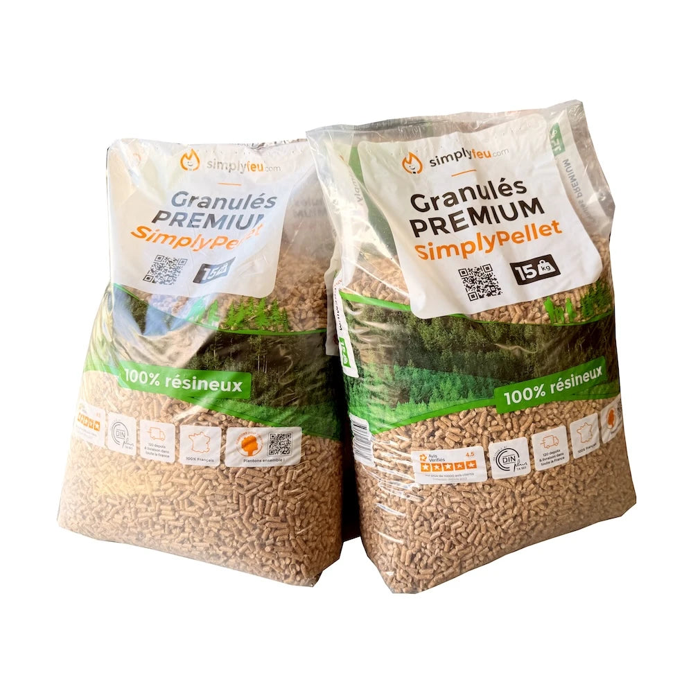 SimplyPELLET Premium-Holzpellets – 65 Säcke, 975 kg