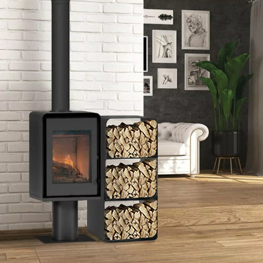 Holzofen Domino mit Standfuß und 3-stufigem Holzlager – 8,5 kW